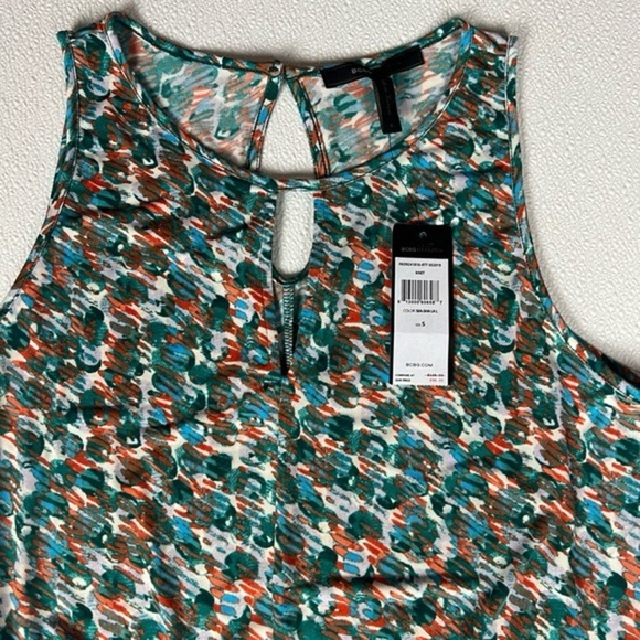 NWT BCBGMAXAZRIA Printed Keyhole-Cutout Woman Romper Sea-Sha-La-La Green Size S - Picture 9 of 11